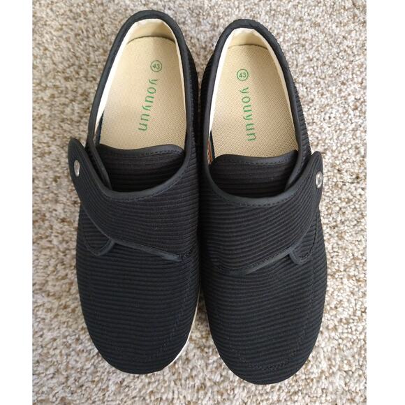 Youyun Men’s Walking Shoes Size 10 EU 43 Black Slip-On Mesh Comfort Lightweight - Picture 3 of 12